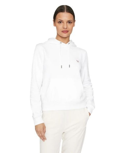 GUESS Regular fit felpa donna con cappuccio tasche sul davanti e logo sul petto colore bianco