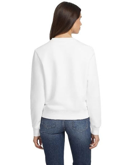 GUESS Slip on felpa donna girocollo logo ricamato finiture a coste colore bianco