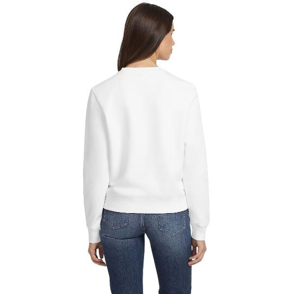 GUESS Slip on felpa donna girocollo logo ricamato finiture a coste colore bianco