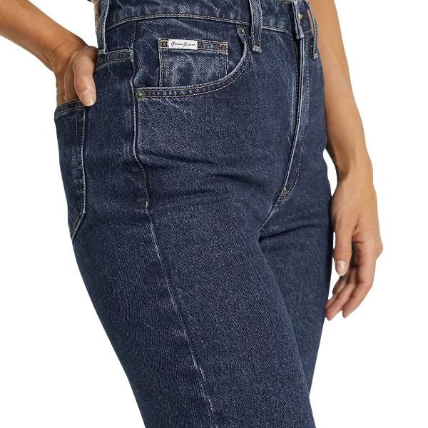 GUESS Mom jeans donna denim stretch gamba affusolata chiusura zip e bottone