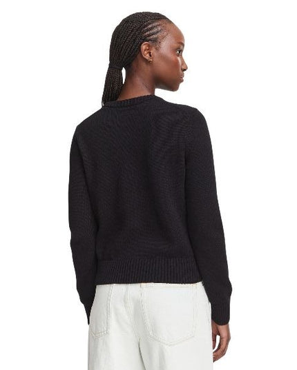 GUESS Regular fit maglia donna scollo rotondo logo discreto posizionato sul davanti colore nero