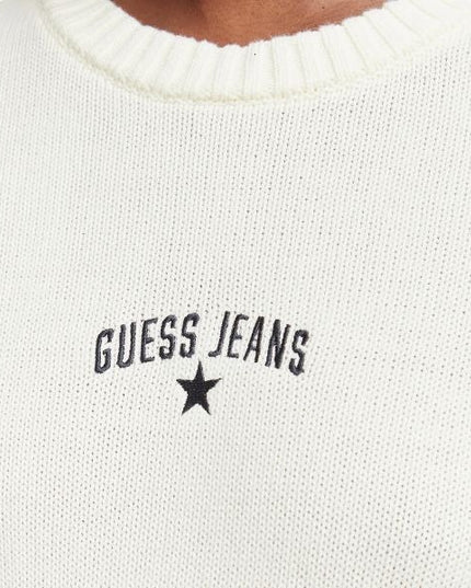 GUESS Regular fit maglia donna scollo rotondo logo discreto posizionato sul davanti colore bianco