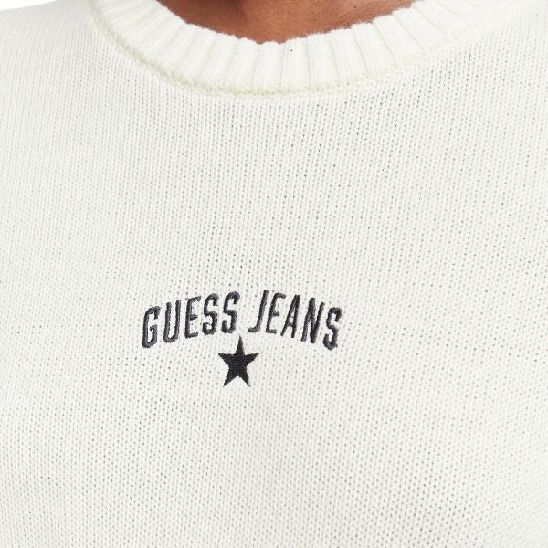 GUESS Regular fit maglia donna scollo rotondo logo discreto posizionato sul davanti colore bianco