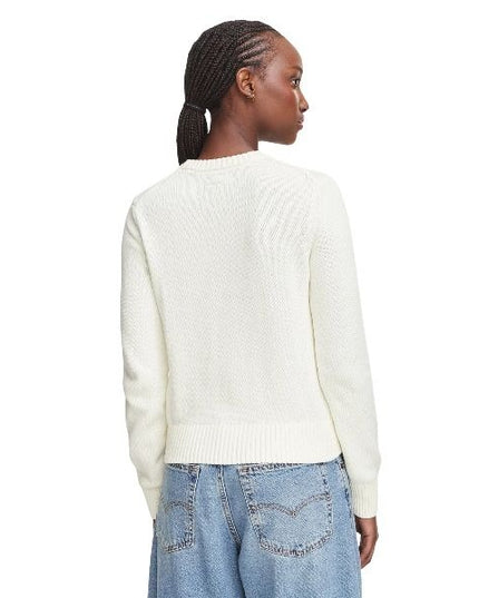 GUESS Regular fit maglia donna scollo rotondo logo discreto posizionato sul davanti colore bianco