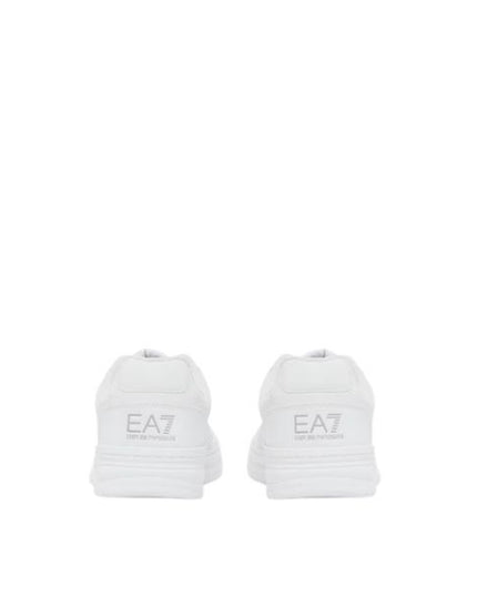 EA7 scarpe con logo laterale a contrasto colore optical white