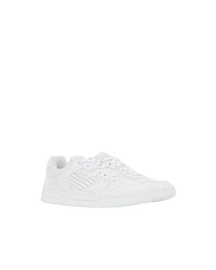 EA7 scarpe con logo laterale a contrasto colore optical white