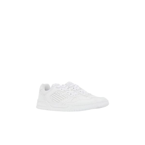 EA7 scarpe con logo laterale a contrasto colore optical white