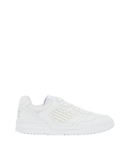 EA7 scarpe con logo laterale a contrasto colore optical white