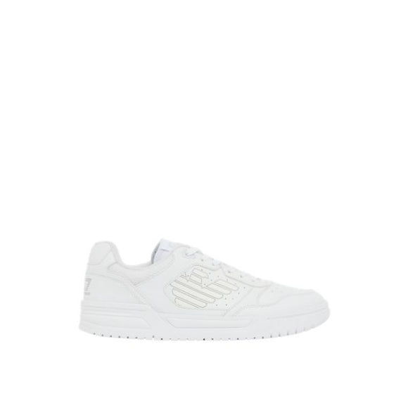 EA7 scarpe con logo laterale a contrasto colore optical white