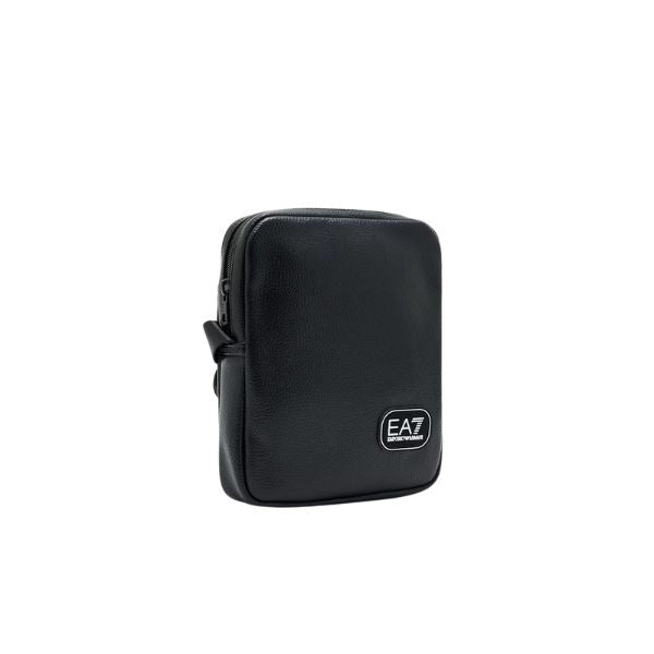 EA7 tracolla logo a contrasto frontale effetto martellato black