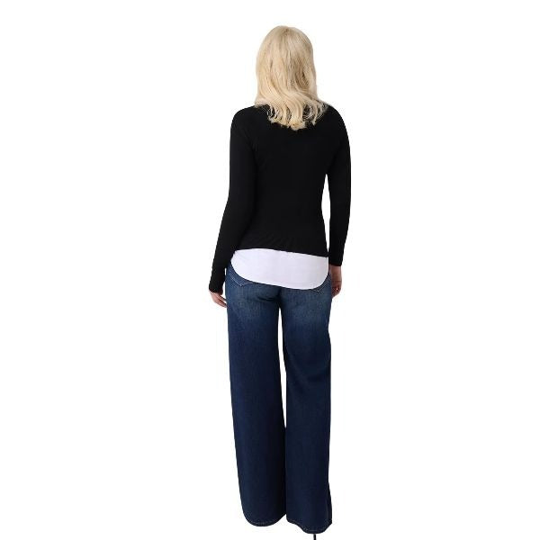 GUESS Slim fit maglia donna scollo tondo e logo centrale con perline colore nero