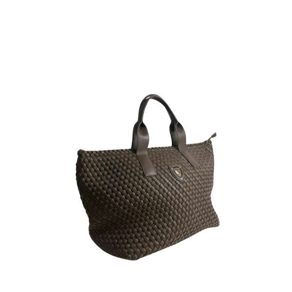 Blauer home borsa grande a mano con tracolla removibile trama intrecciata dark brown
