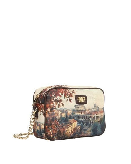 YNOT? Borsa a tracolla doratastampata con suggestiva immagoine di Roma