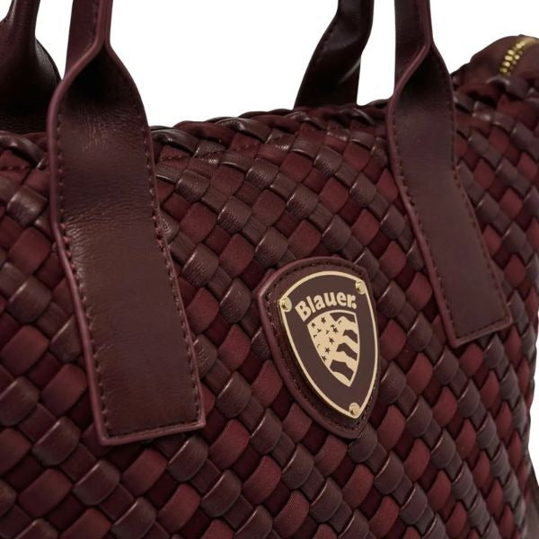 Blauer homexs borsa piccola a mano motivo intrecciato tracolla removibile bordeax