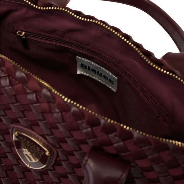 Blauer homexs borsa piccola a mano motivo intrecciato tracolla removibile bordeax