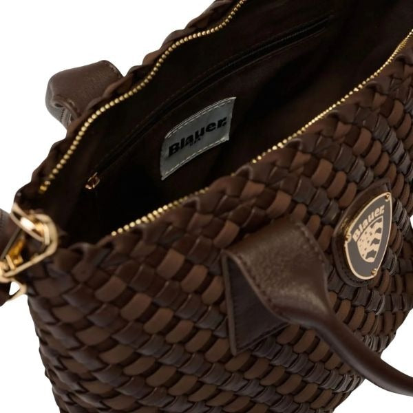 Blauer homexs borsa piccola a mano tracolla removibile trama intrecciata dark brown
