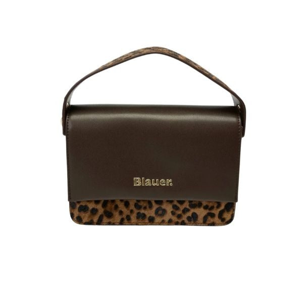 Blauer mignon borsa a mano con catenella dorata removibile stampa animalier leopard