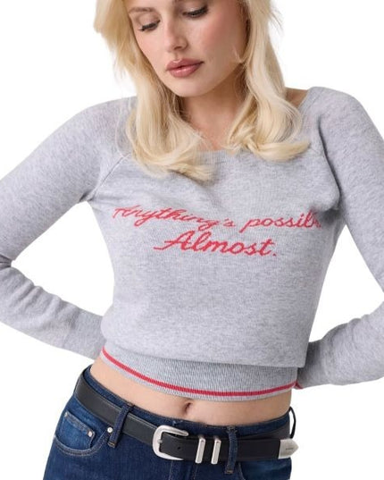 GUESS maglia donna misto lana scollo a barchetta colore grigio