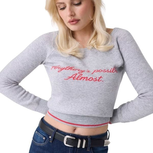 GUESS maglia donna misto lana scollo a barchetta colore grigio