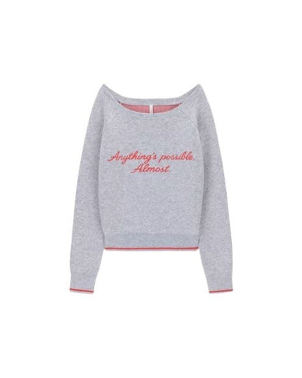 GUESS maglia donna misto lana scollo a barchetta colore grigio