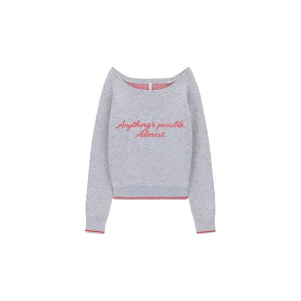 GUESS maglia donna misto lana scollo a barchetta colore grigio