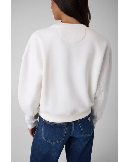 GUESS felpa donna scollo tondo logo sul davanti con strass colore bianco