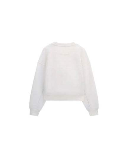 GUESS felpa donna scollo tondo logo sul davanti con strass colore bianco