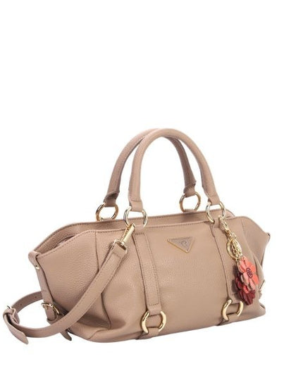 YNOT? Borsa a mano beigecon charme floreale e tracolla removibile