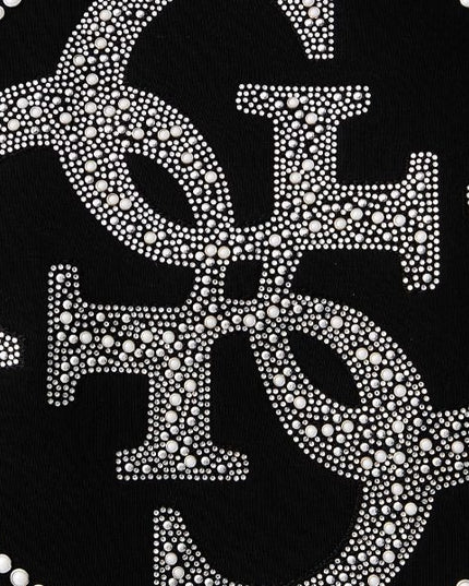 GUESS felpa donna scollo tondo logo sul davanti con strass colore nero