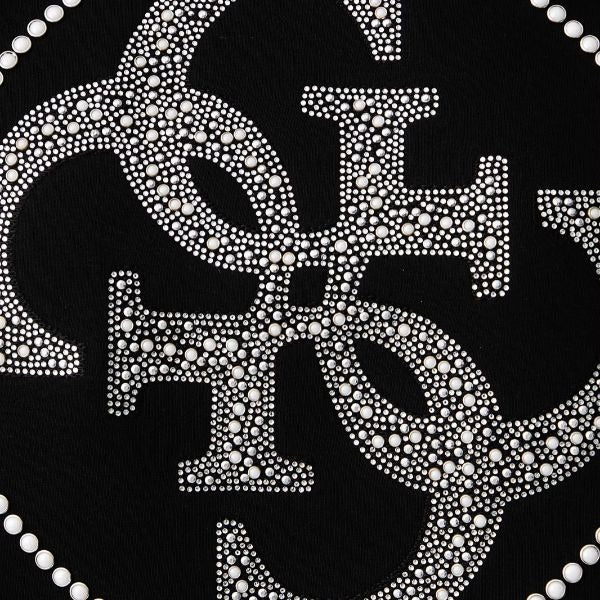 GUESS felpa donna scollo tondo logo sul davanti con strass colore nero