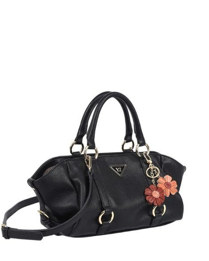 YNOT? Borsa a mano nera con dettagli dorati e tracolla removibile