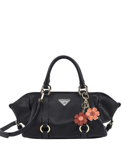 YNOT? Borsa a mano nera con dettagli dorati e tracolla removibile