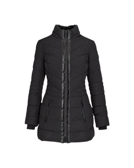 GUESS Jolanda giubbotto donna cappuccio rimovibile con pelliccia sintetica chiusura con cerniera cerniera a due vie colore nero