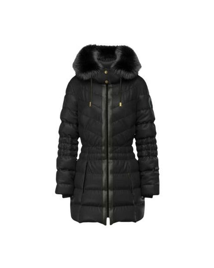 GUESS Jolanda giubbotto donna cappuccio rimovibile con pelliccia sintetica chiusura con cerniera cerniera a due vie colore nero