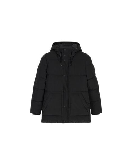 GUESS Puffer giubbino puffer uomo con cappuccio applicazione e chiusura con zip colore nero