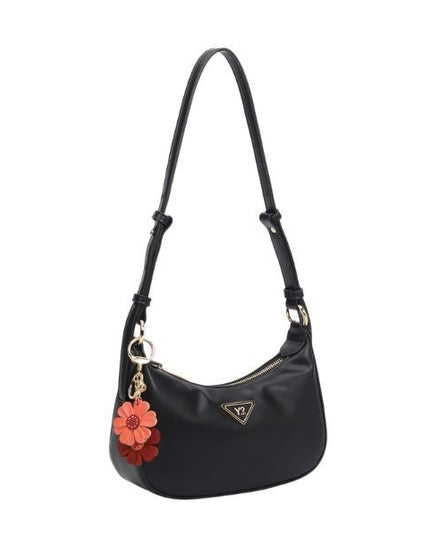 YNOT? Borsa a tracolla regolabile nera con chiusura superiore con zip dorata