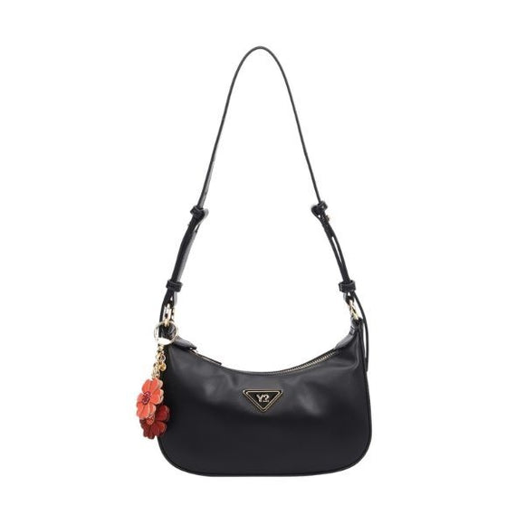 YNOT? Borsa a tracolla regolabile nera con chiusura superiore con zip dorata