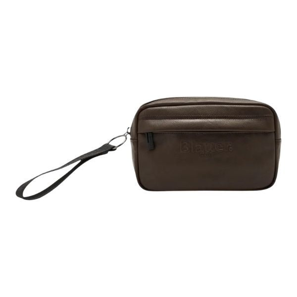 Blauer Goy pochette con logo impresso tono su tono dark brown