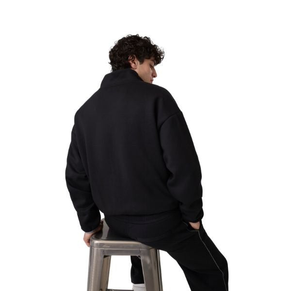 GUESS felpa uomo colloa dolcevita logo stampato chiusura con zip intera colore nero