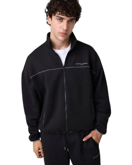 GUESS felpa uomo colloa dolcevita logo stampato chiusura con zip intera colore nero