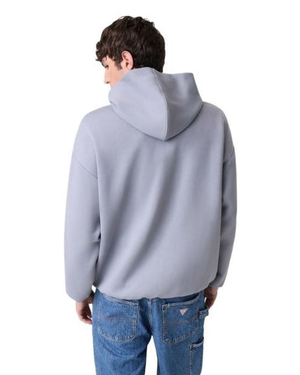 GUESS felpa uomo con cappuccio con logo frontale colore grigio