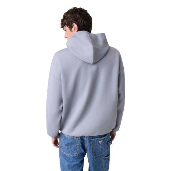 GUESS felpa uomo con cappuccio con logo frontale colore grigio