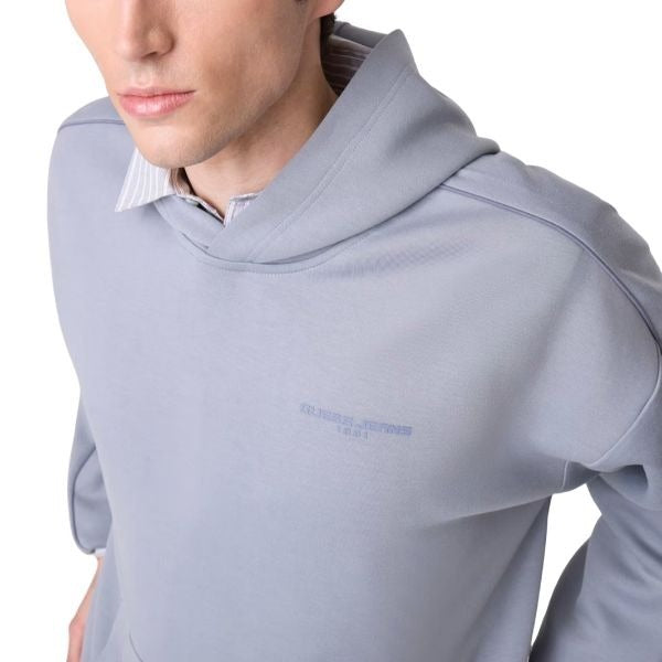 GUESS felpa uomo con cappuccio con logo frontale colore grigio