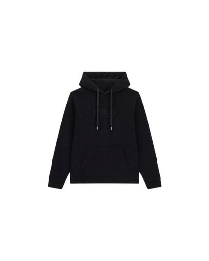 GUESS felpa uomo con cappuccio logo ricamato sul davanti colore nero