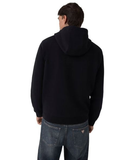 GUESS felpa uomo con cappuccio logo ricamato sul davanti colore nero
