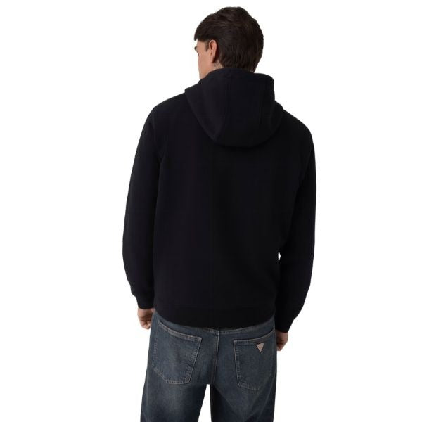 GUESS felpa uomo con cappuccio logo ricamato sul davanti colore nero