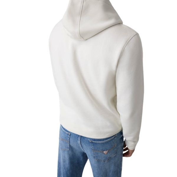 GUESS felpa uomo con cappuccio logo sul davanti colore bianco