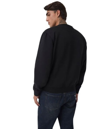 GUESS felpa uomo girocollo con logo ricamato colore nero