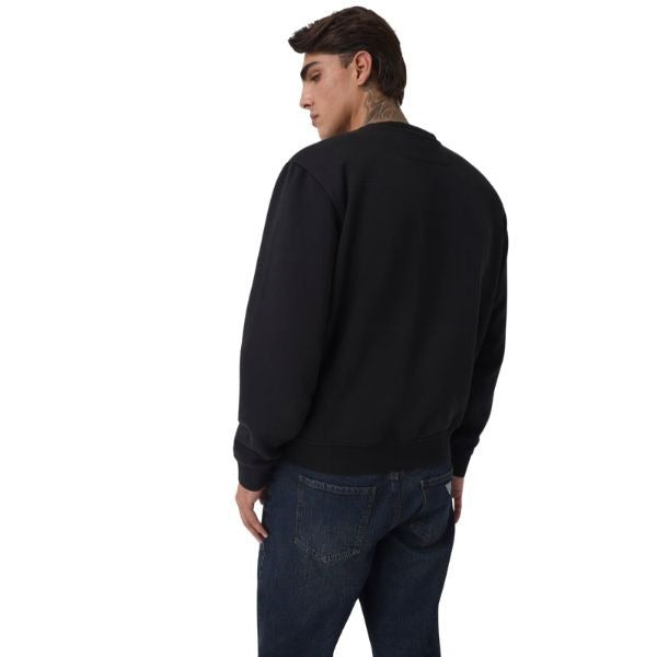 GUESS felpa uomo girocollo con logo ricamato colore nero