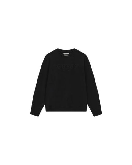 GUESS felpa uomo girocollo con logo ricamato colore nero